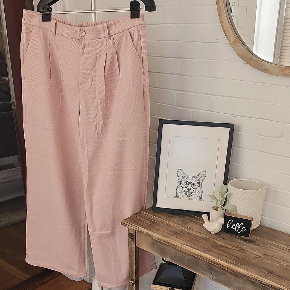 Light Pink Pleated Pants, Xl